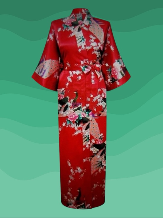 FP in Tokyo Other - FP in Tokyo Retro Boho Grandmacore Whimsigoth Goth Peacock Satin Kimono Robe L